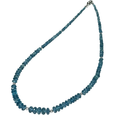 ディスクカット  アクアマリン ネックレス シルバー/ボール部分K17程度（分析済み) 15.9g 42cm レディース【中古】【真子質店】【NN】【MaMoT】