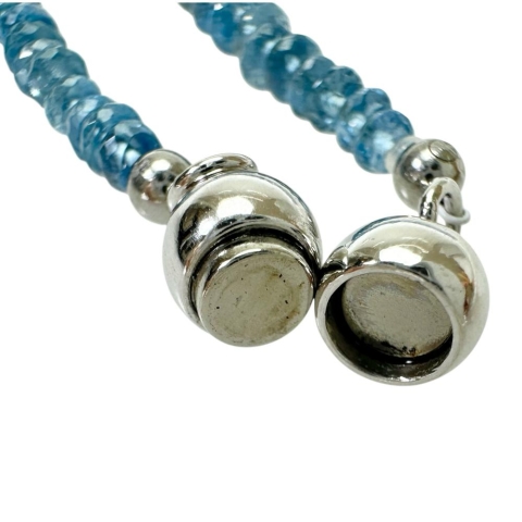 ディスクカット  アクアマリン ネックレス シルバー/ボール部分K17程度（分析済み) 15.9g 42cm レディース【中古】【真子質店】【NN】【MaMoT】