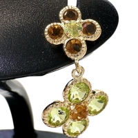 フラワーモチーフ シトリン ペリドット ピアス K18ゴールド 18金 1.0g レディース【中古】【真子質店】【NN】【IMiMi】