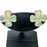フラワーモチーフ オパール ペリドット ピアス K18ゴールド 18金 1.0g レディース【中古】【真子質店】【NN】【IMiMa】