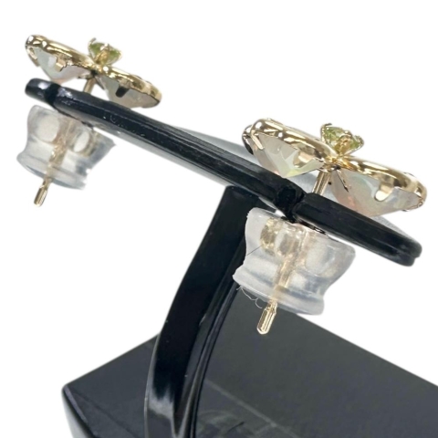 フラワーモチーフ オパール ペリドット ピアス K18ゴールド 18金 1.0g レディース【中古】【真子質店】【NN】【IMiMa】