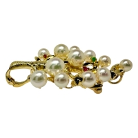 ブローチ兼用 アコヤ真珠3.9mm~5.8mm エメラルド/ルビー/サファイア ペンダントトップ K18ゴールド 18金 9.3g レディース【中古】【真子質店】【NN】【KYx】