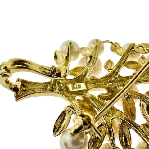 ブローチ兼用 アコヤ真珠3.9ｍｍ～5.8mm エメラルド/ルビー/サファイア ペンダントトップ K18ゴールド 18金 9.3g レディース【中古】【真子質店】【NN】【KYx】