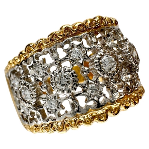 18号 【Ambrose/アンブローズ】透かし  ダイヤモンド 0.41ct リング・指輪 K18ゴールド 18金/Pt900プラチナ 9.3g レディース【中古】【真子質店】【NN】【IMoMoI】