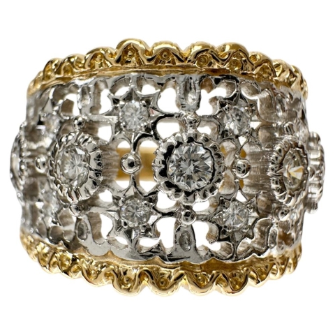 18号 【Ambrose/アンブローズ】透かし  ダイヤモンド 0.41ct リング・指輪 K18ゴールド 18金/Pt900プラチナ 9.3g レディース【中古】【真子質店】【NN】【IMoMoI】