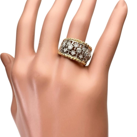 18号 【Ambrose/アンブローズ】透かし  ダイヤモンド 0.41ct リング・指輪 K18ゴールド 18金/Pt900プラチナ 9.3g レディース【中古】【真子質店】【NN】【IMoMoI】