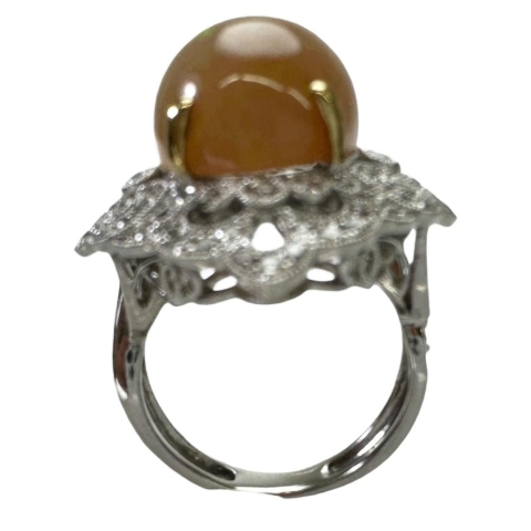 9.5号 オパール 5.70ct ダイヤモンド 0.60ct リング・指輪 K18WGホワイトゴールド 18金/K18YGイエローゴールド 18金 9.1g レディース【中古】【真子質店】【NN】【IMoSMo】