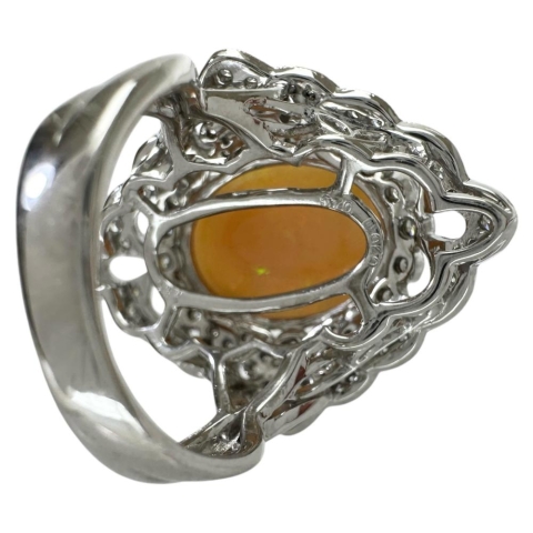 9.5号 オパール 5.70ct ダイヤモンド 0.60ct リング・指輪 K18WGホワイトゴールド 18金/K18YGイエローゴールド 18金 9.1g レディース【中古】【真子質店】【NN】【IMoSMo】