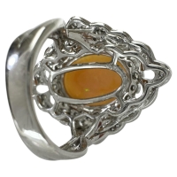 9.5号 オパール 5.70ct ダイヤモンド 0.60ct リング・指輪 K18WGホワイトゴールド 18金/K18YGイエローゴールド 18金 9.1g レディース【中古】【真子質店】【NN】【IMoSMo】