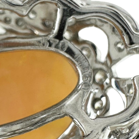 9.5号 オパール 5.70ct ダイヤモンド 0.60ct リング・指輪 K18WGホワイトゴールド 18金/K18YGイエローゴールド 18金 9.1g レディース【中古】【真子質店】【NN】【IMoSMo】