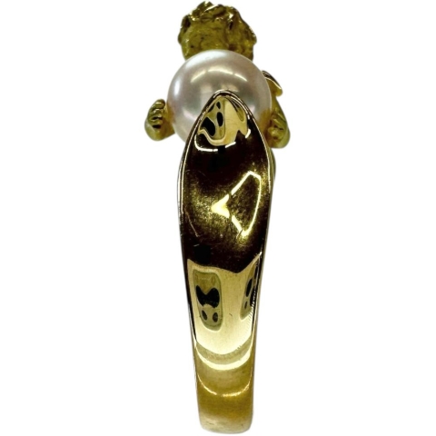 14.5号 天使モチーフ アコヤパール7.8mm リング・指輪 K18ゴールド 18金 15.3g レディース【中古】【真子質店】【NN】【TMoMoT】