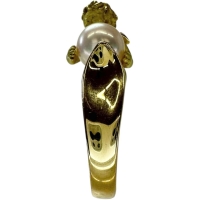 14.5号 天使モチーフ アコヤパール7.8mm リング・指輪 K18ゴールド 18金 15.3g レディース【中古】【真子質店】【NN】【TMoMoT】