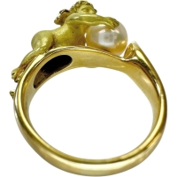 14.5号 天使モチーフ アコヤパール7.8mm リング・指輪 K18ゴールド 18金 15.3g レディース【中古】【真子質店】【NN】【TMoMoT】