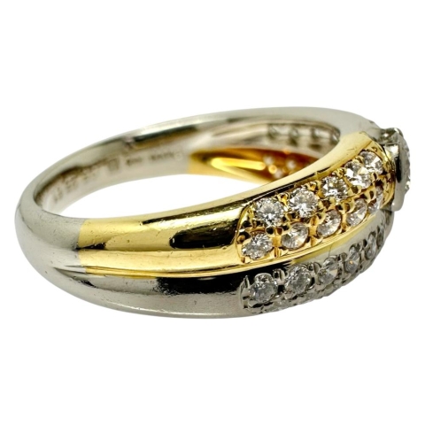 18号 ROYAL ASSCHER/ロイヤルアッシャー ダイヤモンド 0.25/0.25/計0.61ct リング・指輪 Pt900プラチナ/K18ゴールド 18金 10.0g レディース【中古】【真子質店】【NN】【IDMax】