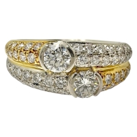 18号 ROYAL ASSCHER/ロイヤルアッシャー ダイヤモンド 0.25/0.25/計0.61ct リング・指輪 Pt900プラチナ/K18ゴールド 18金 10.0g レディース【中古】【真子質店】【NN】【IDMax】