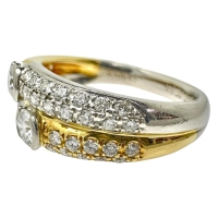 18号 ROYAL ASSCHER/ロイヤルアッシャー ダイヤモンド 0.25/0.25/計0.61ct リング・指輪 Pt900プラチナ/K18ゴールド 18金 10.0g レディース【中古】【真子質店】【NN】【IDMax】