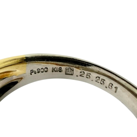 18号 ROYAL ASSCHER/ロイヤルアッシャー ダイヤモンド 0.25/0.25/計0.61ct リング・指輪 Pt900プラチナ/K18ゴールド 18金 10.0g レディース【中古】【真子質店】【NN】【IDMax】