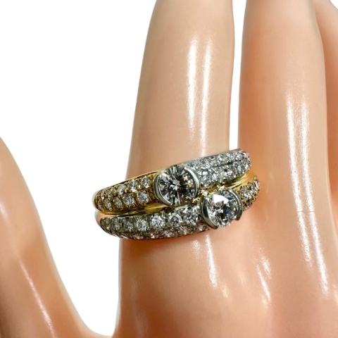 18号 ROYAL ASSCHER/ロイヤルアッシャー ダイヤモンド 0.25/0.25/計0.61ct リング・指輪 Pt900プラチナ/K18ゴールド 18金 10.0g レディース【中古】【真子質店】【NN】【IDMax】