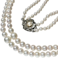 2連 アコヤ真珠3.7～7.3mm ネックレス シルバー 28.8g 43cm レディース【中古】【真子質店】【NN】【TMiY】