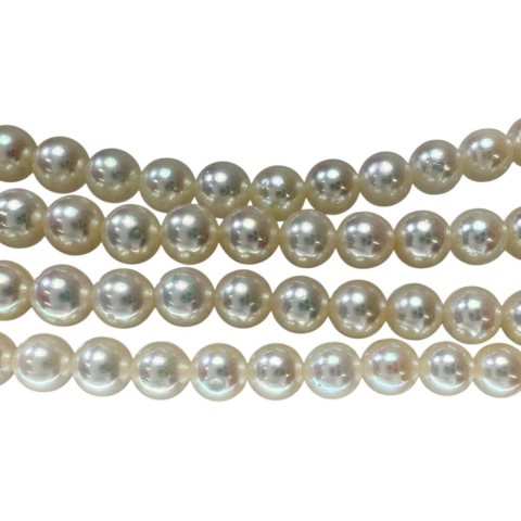 2連 アコヤ真珠3.7～7.3mm ネックレス シルバー 28.8g 43cm レディース【中古】【真子質店】【NN】【TMiY】