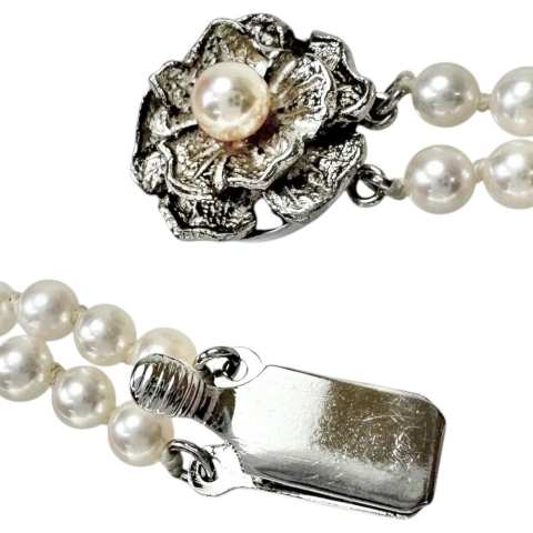 2連 アコヤ真珠3.7～7.3mm ネックレス シルバー 28.8g 43cm レディース【中古】【真子質店】【NN】【TMiY】