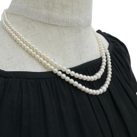 2連 アコヤ真珠3.7～7.3mm ネックレス シルバー 28.8g 43cm レディース【中古】【真子質店】【NN】【TMiY】