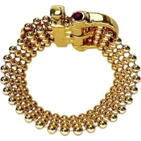 18号 ベルトモチーフ ダイヤモンド 0.08ct ルビー 0.05ct リング・指輪 K18ゴールド 18金 4.9g レディース【中古】【真子質店】【NN】【SxT】