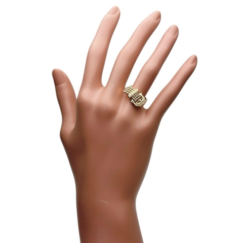 18号 ベルトモチーフ ダイヤモンド 0.08ct ルビー 0.05ct リング・指輪 K18ゴールド 18金 4.9g レディース【中古】【真子質店】【NN】【SxT】