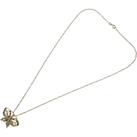 蝶/バタフライモチーフ アクアマリン ダイヤモンド ネックレス K18ゴールド 18金 5.4g 40cm レディース【中古】【真子質店】【NN】【SDY】