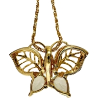 蝶/バタフライモチーフ アクアマリン ダイヤモンド ネックレス K18ゴールド 18金 5.4g 40cm レディース【中古】【真子質店】【NN】【SDY】