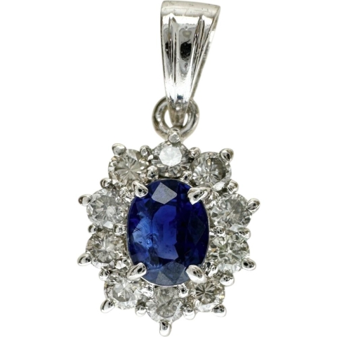 サファイア 0.484ct ダイヤモンド 0.35ct ペンダントトップ Ptプラチナ/(純度65～70%程度)  2.0g レディース【中古】【真子質店】【NN】【TKMo】