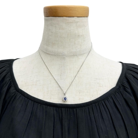 サファイア 0.484ct ダイヤモンド 0.35ct ペンダントトップ Ptプラチナ/(純度65～70%程度)  2.0g レディース【中古】【真子質店】【NN】【TKMo】