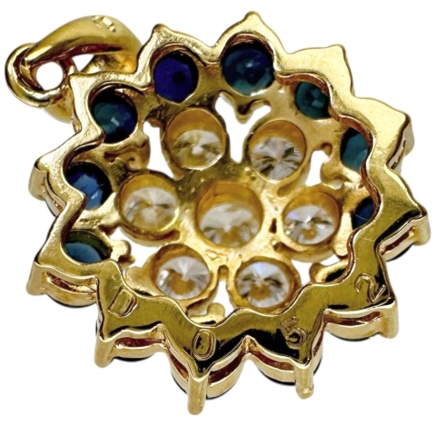 花/フラワーデザイン ダイヤモンド 0.52ct サファイア ペンダントトップ K18ゴールド 18金 2.6g レディース【中古】【真子質店】【NN】【MoMox】