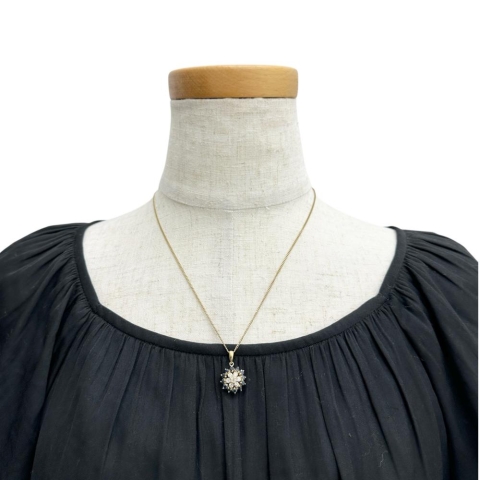 花/フラワーデザイン ダイヤモンド 0.52ct サファイア ペンダントトップ K18ゴールド 18金 2.6g レディース【中古】【真子質店】【NN】【MoMox】