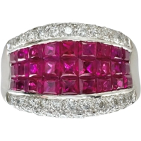 13.5号 ルビー 2.40ct ダイヤモンド 0.60ct リング・指輪 K18WGホワイトゴールド 18金 11.7g レディース【中古】【真子質店】【NN】【TTMiMi】