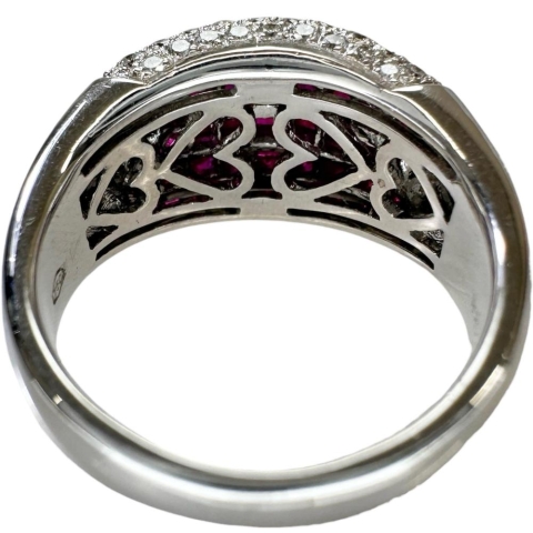 13.5号 ルビー 2.40ct ダイヤモンド 0.60ct リング・指輪 K18WGホワイトゴールド 18金 11.7g レディース【中古】【真子質店】【NN】【TTMiMi】