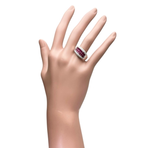 13.5号 ルビー 2.40ct ダイヤモンド 0.60ct リング・指輪 K18WGホワイトゴールド 18金 11.7g レディース【中古】【真子質店】【NN】【TTMiMi】