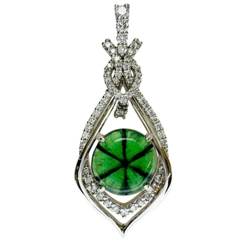 トラピッチェエメラルド 3.545ct ダイヤモンド 0.67ct ペンダントトップ Pt900プラチナ 8.8g レディース【中古】【真子質店】【NN】【TTxx】