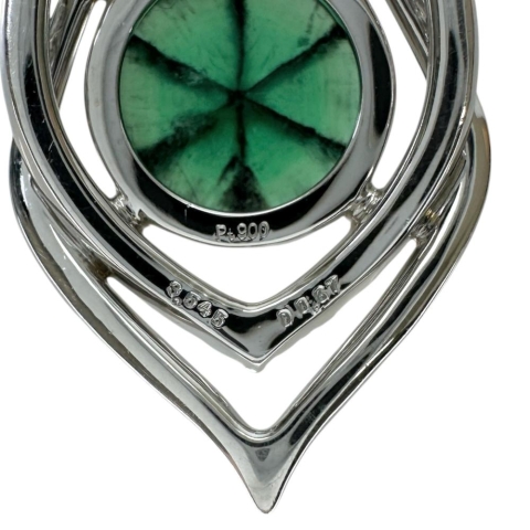 トラピッチェエメラルド 3.545ct ダイヤモンド 0.67ct ペンダントトップ Pt900プラチナ 8.8g レディース【中古】【真子質店】【NN】【TTxx】