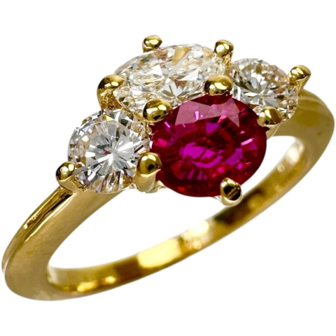 11号【Queen/クイーン】 ルビー 0.45ct ダイヤモンド 0.67ct リング・指輪 K18ゴールド 18金 3.5g レディース【中古】【真子質店】【NN】【IIxx】