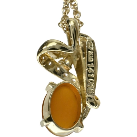 オパールキャッツアイ 1.41ct ダイヤモンド 0.16ct ネックレス K18ゴールド 18金 5.9g 41cm レディース【中古】【真子質店】【NN】【IxKMi】