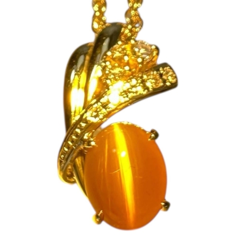 オパールキャッツアイ 1.41ct ダイヤモンド 0.16ct ネックレス K18ゴールド 18金 5.9g 41cm レディース【中古】【真子質店】【NN】【IxKMi】