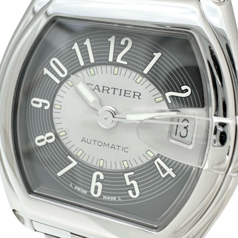 【CARTIER/カルティエ】 W62001V3 2510 ロードスターLM 腕時計 ステンレススチール 自動巻き/オートマ ブラック文字盤/シルバーベルト メンズ【中古】【真子質店】【BL】【MaTDMo】