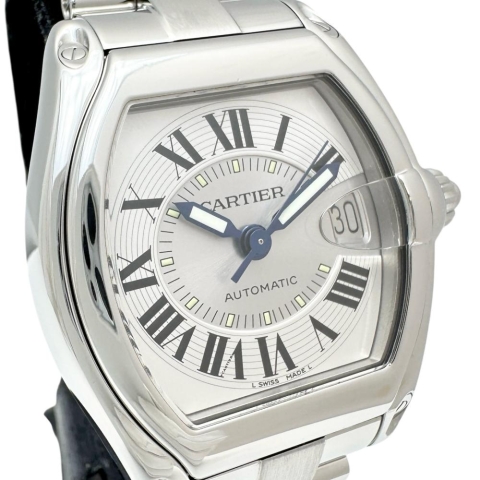 【CARTIER/カルティエ】 W62000V3 2510  ロードスターLM 腕時計 ステンレススチール 自動巻き/オートマ シルバー文字盤/シルバーベルト メンズ【中古】【真子質店】【BL】【MaTMiS】