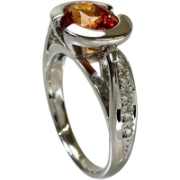 11号 スペサルティンガーネット 1.74ct ダイヤモンド 0.09ct リング・指輪 K18WGホワイトゴールド 18金 6.0g レディース【中古】【真子質店】【NN】【IIMaMa】