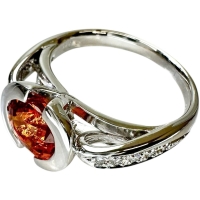 11号 スペサルティンガーネット 1.74ct ダイヤモンド 0.09ct リング・指輪 K18WGホワイトゴールド 18金 6.0g レディース【中古】【真子質店】【NN】【IIMaMa】