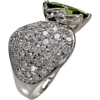 12号 ペリドット 3.43ct ダイヤモンド 0.91ct リング・指輪 K18WGホワイトゴールド 18金 6.6g レディース【中古】【真子質店】【NN】【IDDI】