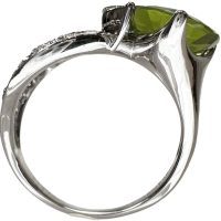 12号 ペリドット 3.43ct ダイヤモンド 0.91ct リング・指輪 K18WGホワイトゴールド 18金 6.6g レディース【中古】【真子質店】【NN】【IDDI】