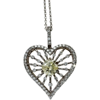 ハートモチーフ ダイヤモンド(推定L-I1)  0.510ct その他ダイヤモンド 0.36ct ネックレス K18WGホワイトゴールド 18金 4.1g 45cm レディース【中古】【真子質店】【NN】【SSx】