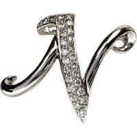 Nモチーフ ダイヤモンド 0.32ct ペンダントトップ K18WGホワイトゴールド 18金 4.0g レディース【中古】【真子質店】【NN】【MixMa】